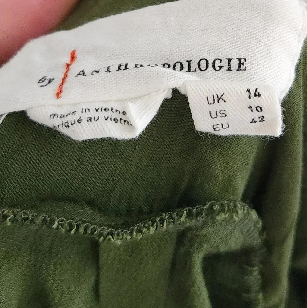 Anthropologie Olive Green Satin Jumpsuit - Picture 7 of 9